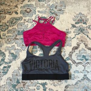 Victoria's Secret Gray and Pink Sports Bras Moisture-Wicking
